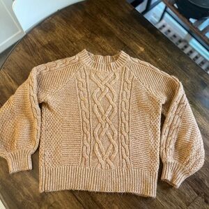 Ann Taylor Cable Knit Sweater in Tan